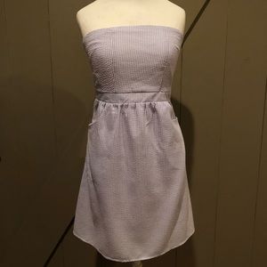 Strapless seersucker dress
